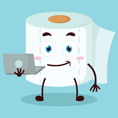 cute success business expression of mung bean  carry laptops cartoon character