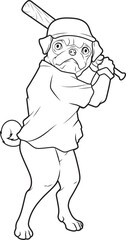 Fototapeta premium Pug Baseball Baseball bat Animal Vector Graphic Art Illustration