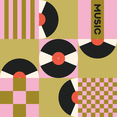 Vynil. Musical poster for your design. Music design elements for card, invitation, flyer. Music cover. Music background vector illustration. Vinyl records. Sound.