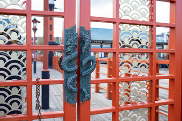 The Chinese-style gate is closed