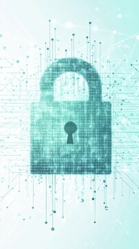 a banner with elements of cyber security matrix effect minimalistic, pastel green