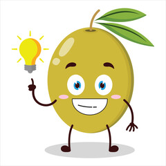 cute creative expression of mung bean  with shiny lamp cartoon character