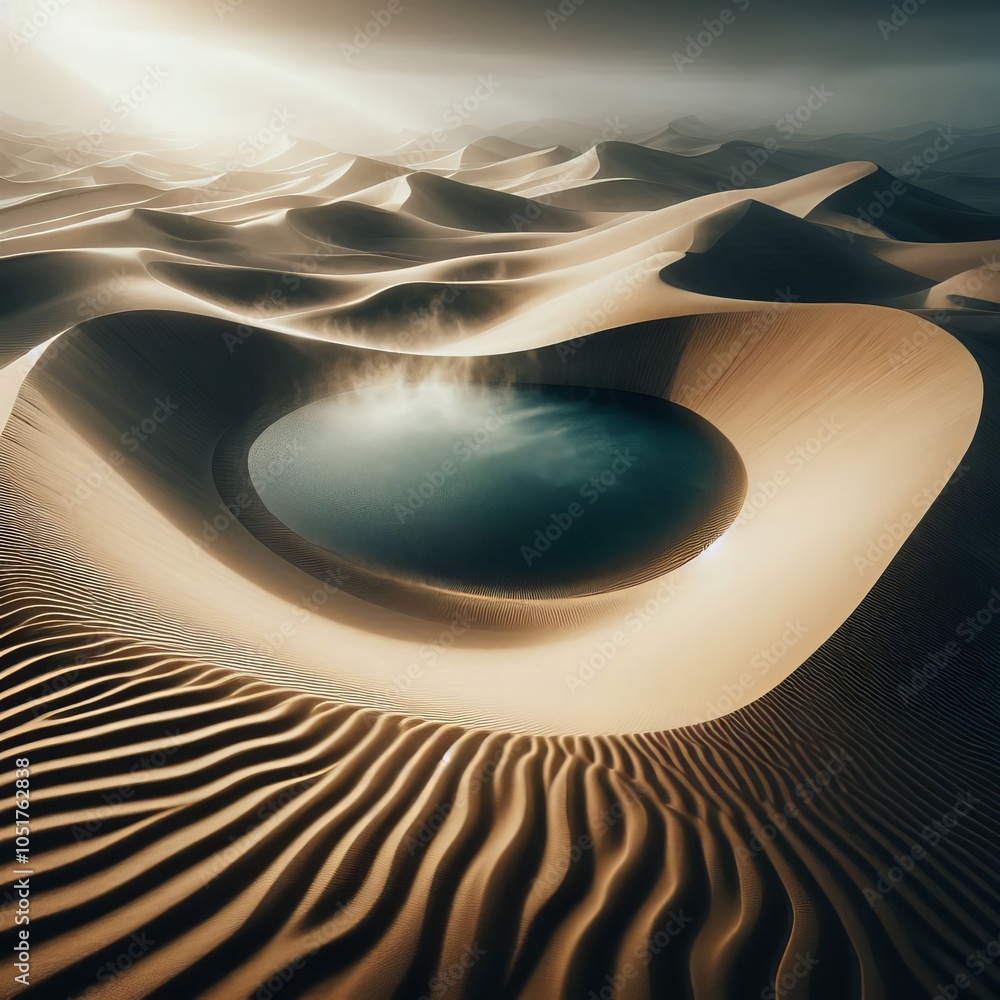 Poster wind swept dune pool a pool of water nestled between towering sa