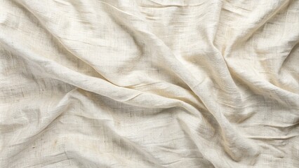 Organic Fabric cotton backdrop White linen canvas crumpled natural cotton fabric Natural handmade linen top view background organic Eco textiles White Fabric linen texture
