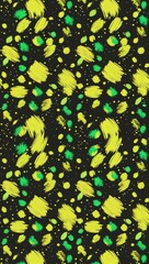 Bright yellow and neon green brush specks on black  pattern