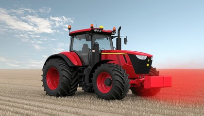 Obraz premium Smart tractor with GPS technology, navigating fields autonomously for planting and harvesting operations