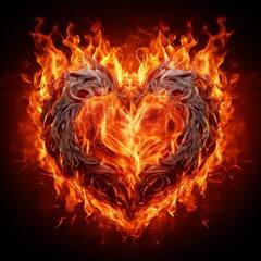 Fototapeta premium burning heart on black. Generative AI (생성형 AI)