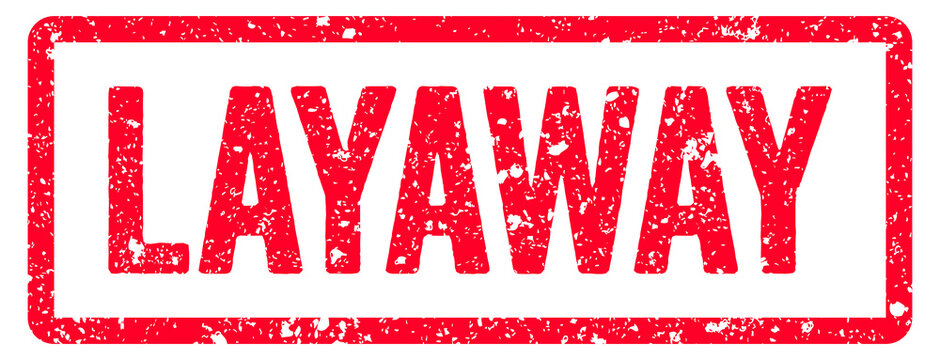 Layaway Stamp Transparent Seal, Red Grunge Layaway Word Rubber Stamp Seal