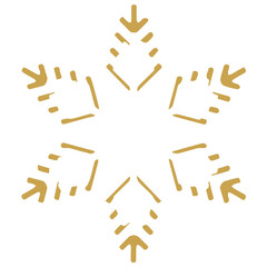 Snowflake golden white shape lines winter season decoration illustration