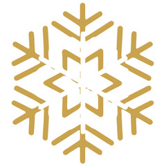 Snowflake golden white shape lines winter season decoration illustration
