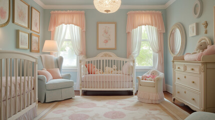 Cozy and Inviting Nursery for Infants: Soft Pastel Colors, Safe Furniture, and Adorable Accessories Creating a Nurturing Environment