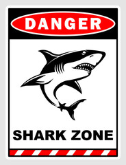 danger shark zone sign do not swim poster labels printable plaque for beach ocean template design