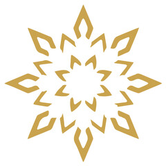 Snowflake golden white shape lines winter season decoration illustration