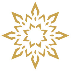 Snowflake golden white shape lines winter season decoration illustration