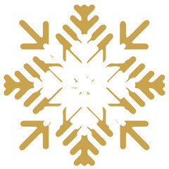 Snowflake golden white shape lines winter season decoration illustration