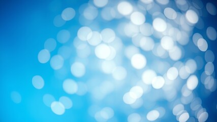 Abstract Blue and White Bokeh Background with Glimmering Light Spots