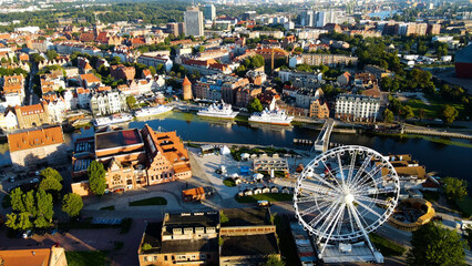 Fototapeta premium city ​​European ancient architecture port city aerial photography Gdansk Poland