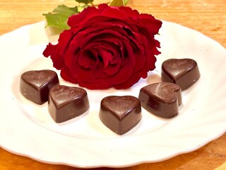 chocolate and rose petals