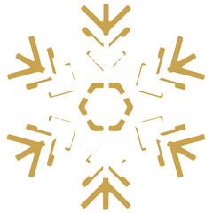 Snowflake golden white shape lines winter season decoration illustration