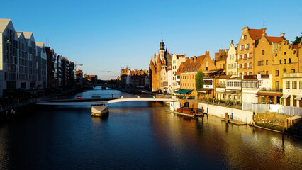 Obraz premium city ​​European ancient architecture port city aerial photography Gdansk Poland