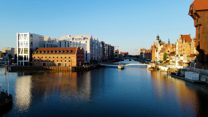 city ​​European ancient architecture port city aerial photography Gdansk Poland