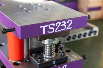 Sheet Metal Stamping Tool Die for Automotive Precision Parts on The Numerical Control Milling Machine Table. Tandem Stamping System. At a High Quality Technology Factory.