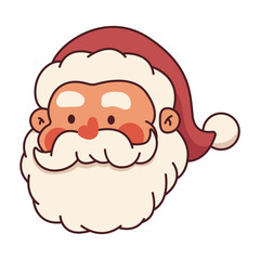 Santa Claus head vector Christmas cartoon character isolated on a white background.