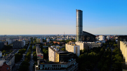 view of the skyscraper business center in the center of Wroclaw Skytower tower