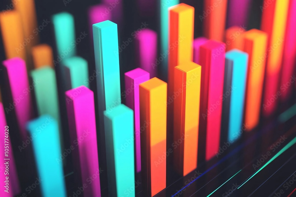 Poster vibrant abstract bars in bright colors, creating a dynamic visual rhythm. perfect for technology and