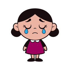 little child crying, colored vector illustration on a white background, expressive moment with teary eyes. themes of emotion, childhood, innocence