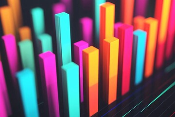 Obraz premium Vibrant abstract bars in bright colors, creating a dynamic visual rhythm. Perfect for technology and data representation.