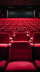Obraz premium Empty Red Seats in a Theater Auditorium