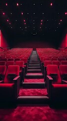 Empty Red Seats in a Movie Theater