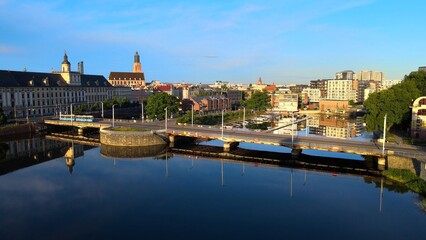 Obraz premium city Europe beautiful top view aerial photography of Wroclaw Poland