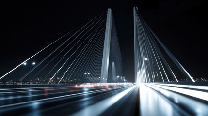 Fototapeta premium Night Lights on a Modern Bridge