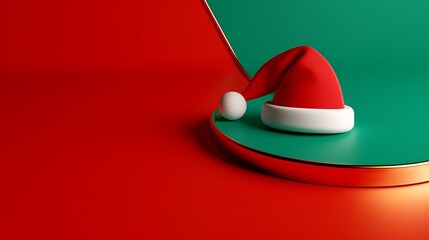 3D Festive Christmas Hat on Colorful Background. Christmas Theme