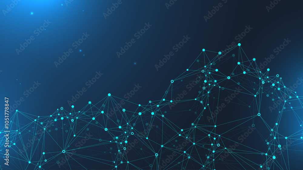 Poster Global network connection banner design template. Header social network communication in the global business concept. Big data visualization. Internet technology