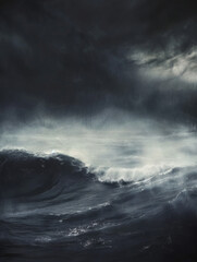 Fototapeta premium NOCTURNAL SEASCAPE, hyperrealistic dark icm photography 