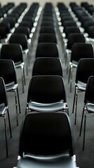 Fototapeta premium Rows of Black Chairs in a Conference Room
