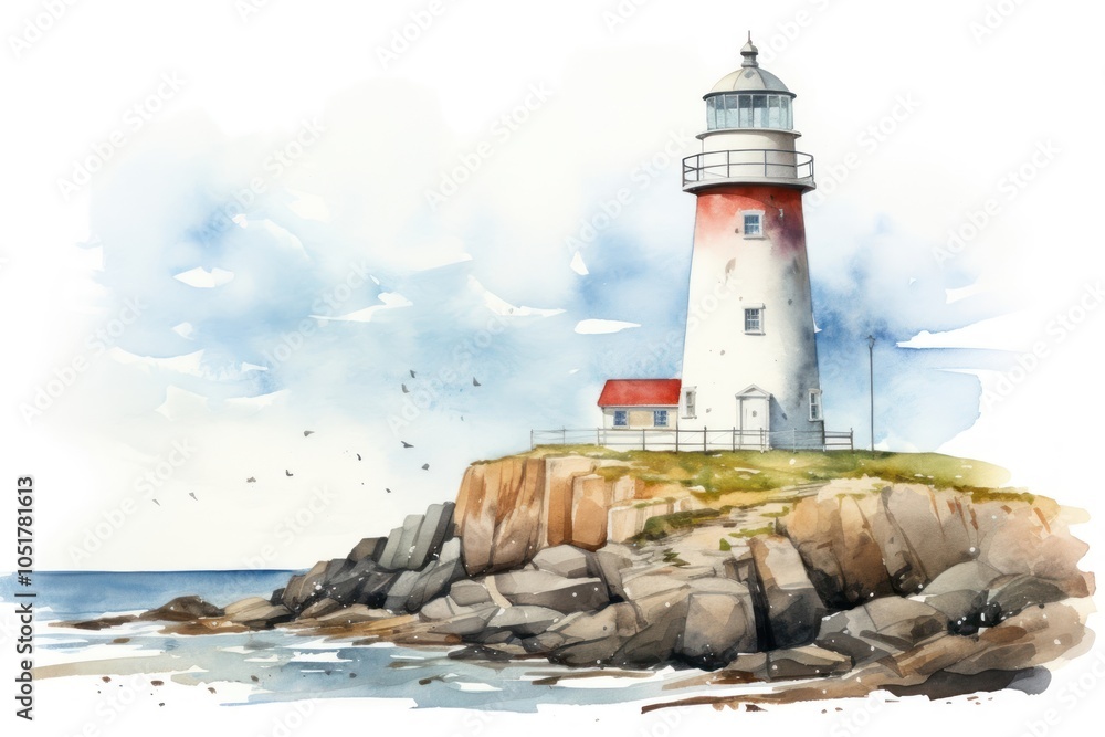 Poster lighthouse architecture building tower.