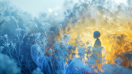 Obraz premium people in holography landscape