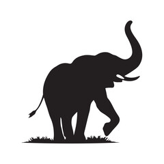 Obraz premium Elephant with Trunk Raised Silhouette