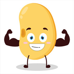 cute masculine healthy athlete expression of soy bean character