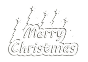 Fototapeta premium Felicitación de navidad blanca con silueta de pinos de navidad