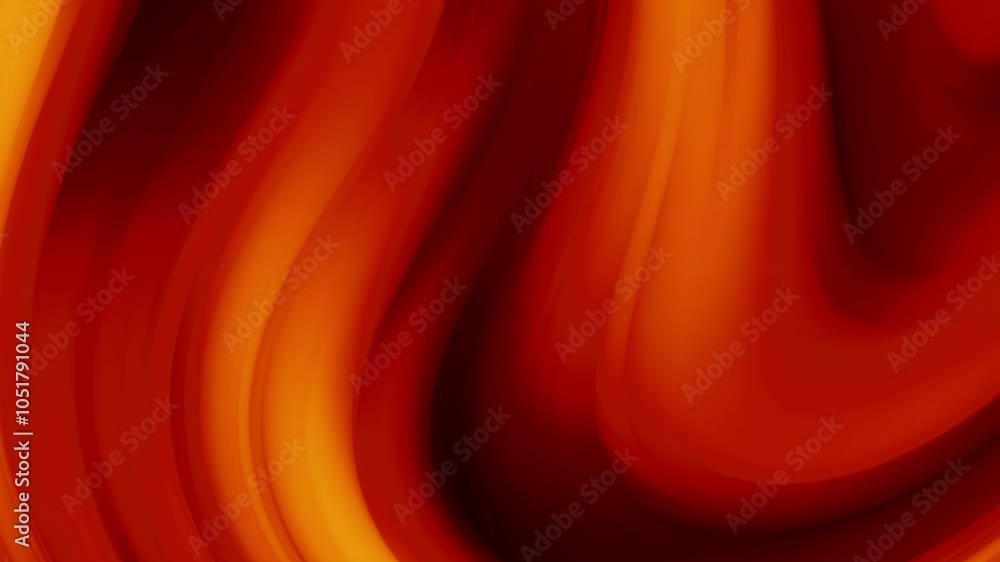 Poster abstract animated blurred red and orange lava like background, smooth curve shapes flowing, 4k loop