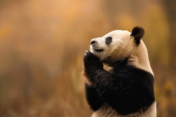 Obraz premium Serene Panda with Closed Eyes in Nature