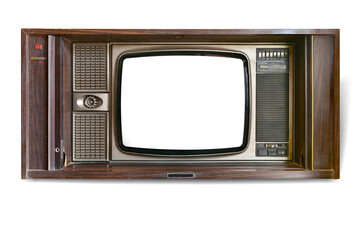 vintage television isolated on white background. This has clipping path.