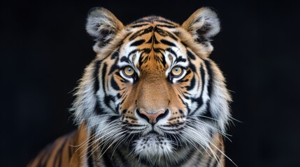 Obraz premium Majestic Tiger Portrait on Black Background