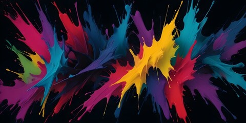 2D abstract wallpaper, dark background, paintbrush strokes, minimalist style, colorful paint strokes, flat design, two-dimensional art,