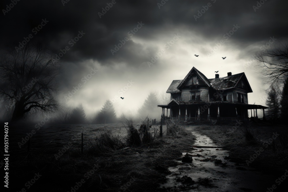 Canvas Prints Haunted house architecture building outdoors.